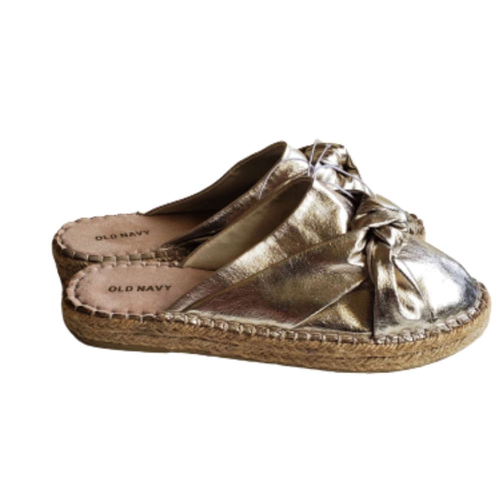 OLD NAVY Espadrille Mules Slip On Sandals Gold.‎